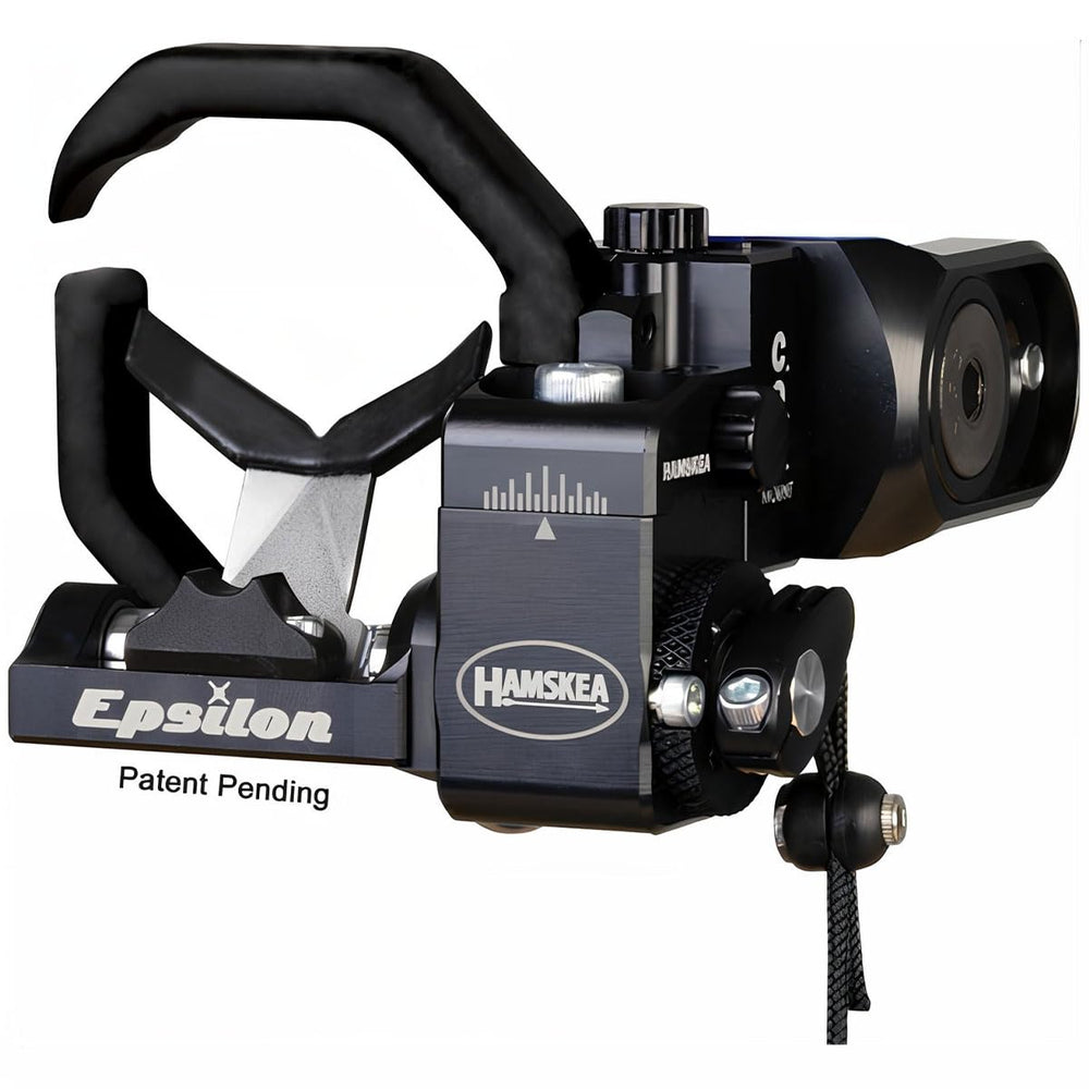 Hamskea Epsilon RH arrow rest close-up showing drop-away action for smooth shots