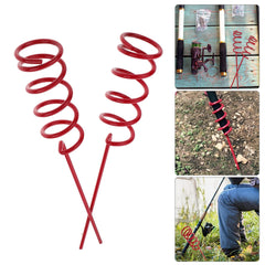 HANABASS spiral rod ground support in red ready for shore setups.