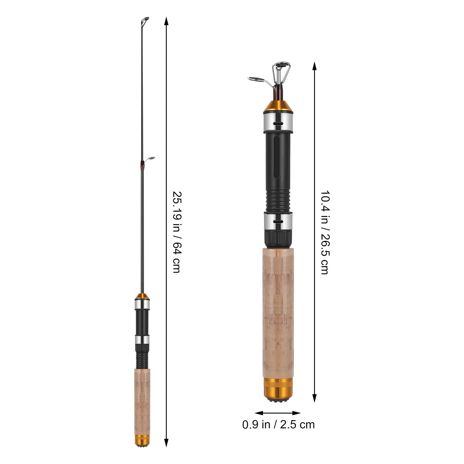 HANABASS telescopic mini ice rod collapsed for ultra-compact backpacking storage