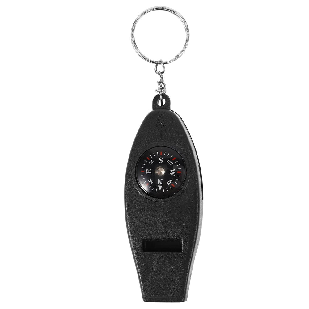 HANABASS whistle-compass-thermometer: compact all-in-one tool for hikers and campers.