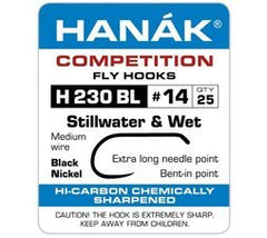 Hanak Competition H230 BL fly tying hook in black nickel for precise nymph and wet patterns.