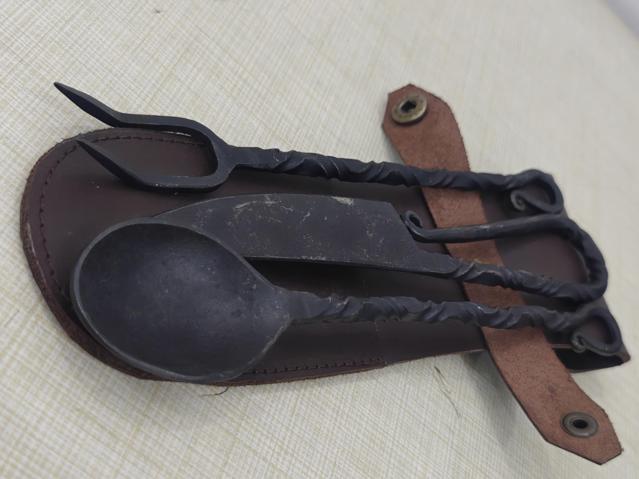 Hand Forged Medieval Viking Cutlery Set fork for precise serving