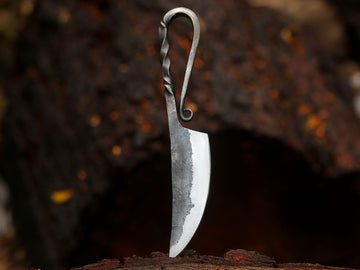 Close-up hammered detail on Hand-Forged Viking Cutlery for authentic texture