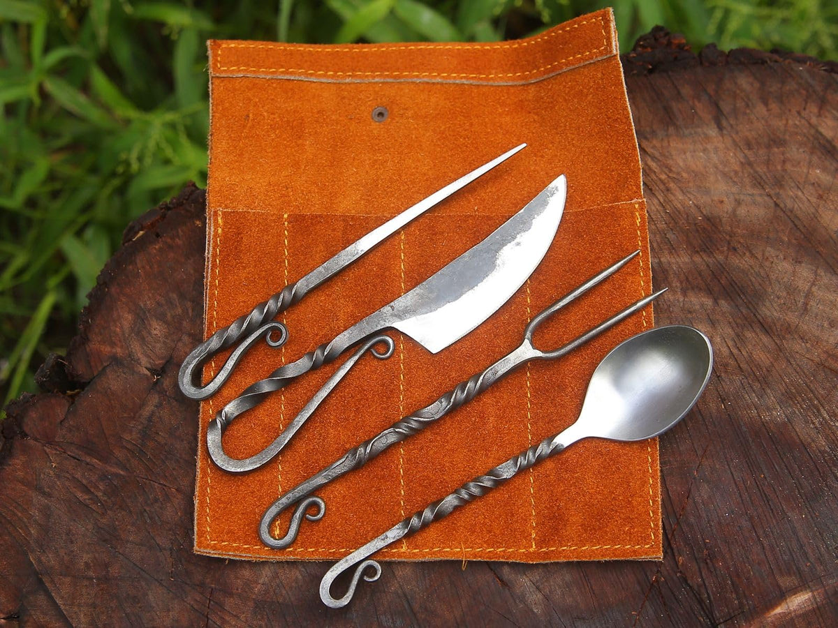 Hand-Forged Viking Cutlery knife with blackened finish for rustic dining