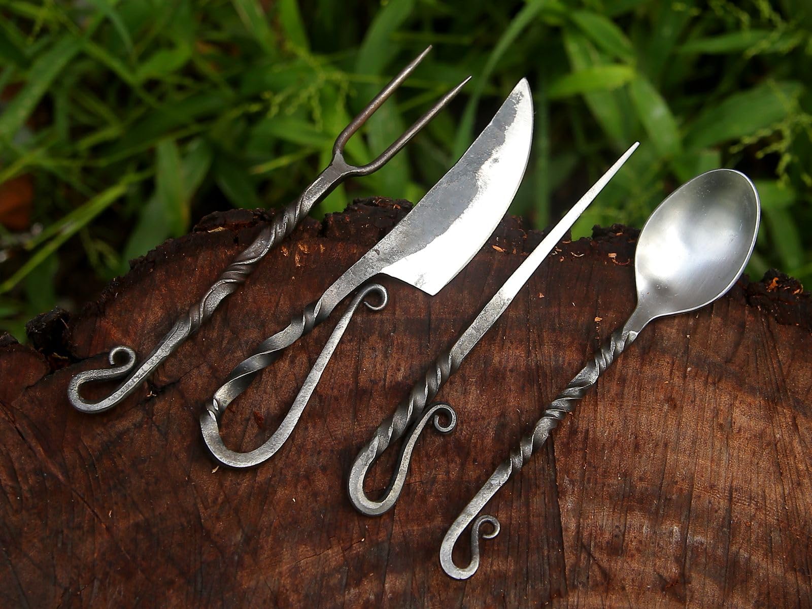 Hand-Forged Viking Cutlery spoon showing rugged craftsmanship for outdoor dining