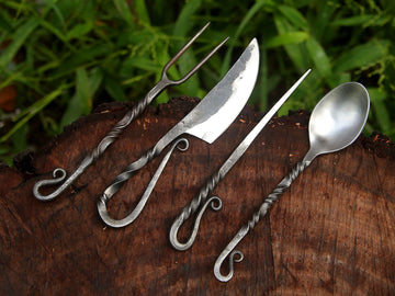 Hand-Forged Viking Cutlery spoon showing rugged craftsmanship for outdoor dining