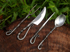 Hand-Forged Viking Cutlery spoon showing rugged craftsmanship for outdoor dining