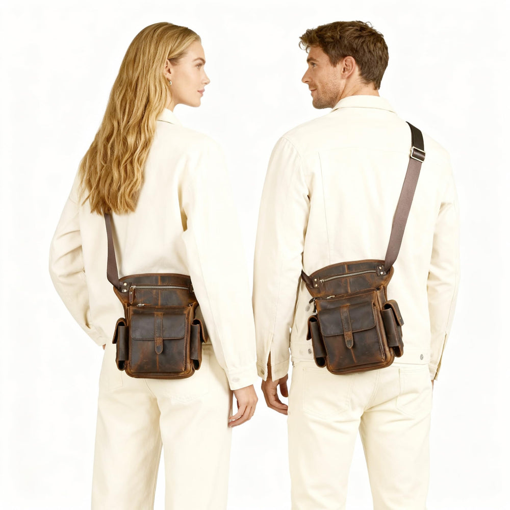 Handadsume crazy horse leather strap detail with rugged hardware.