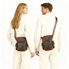 Handadsume crazy horse leather strap detail with rugged hardware.