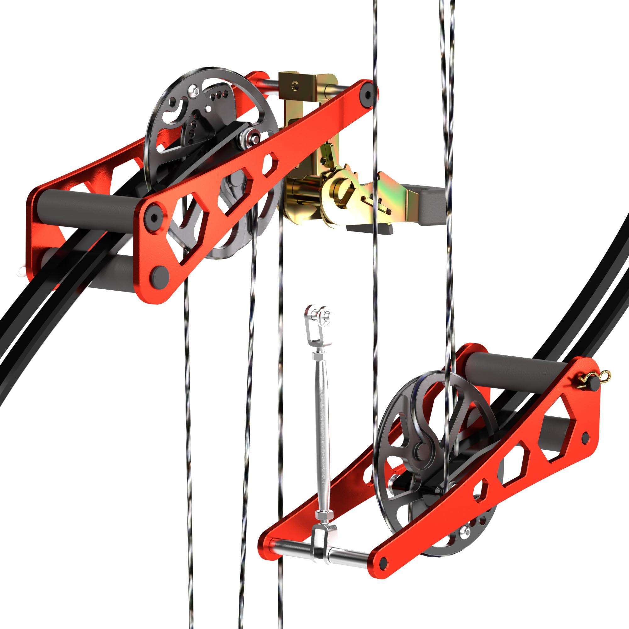 Handheld Bow Press frame close-up shows precise aluminum frame for tuning.