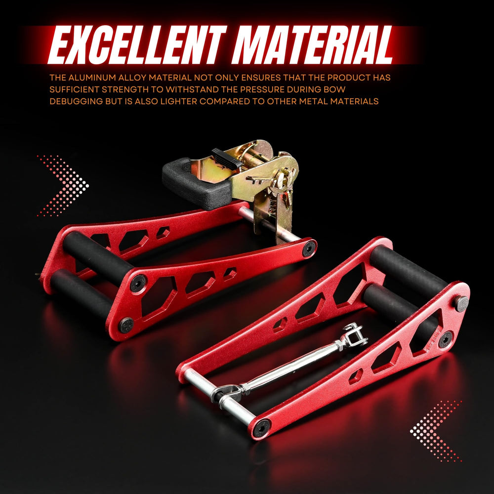 Handheld Bow Press ratchet mechanism enables fine tension control.