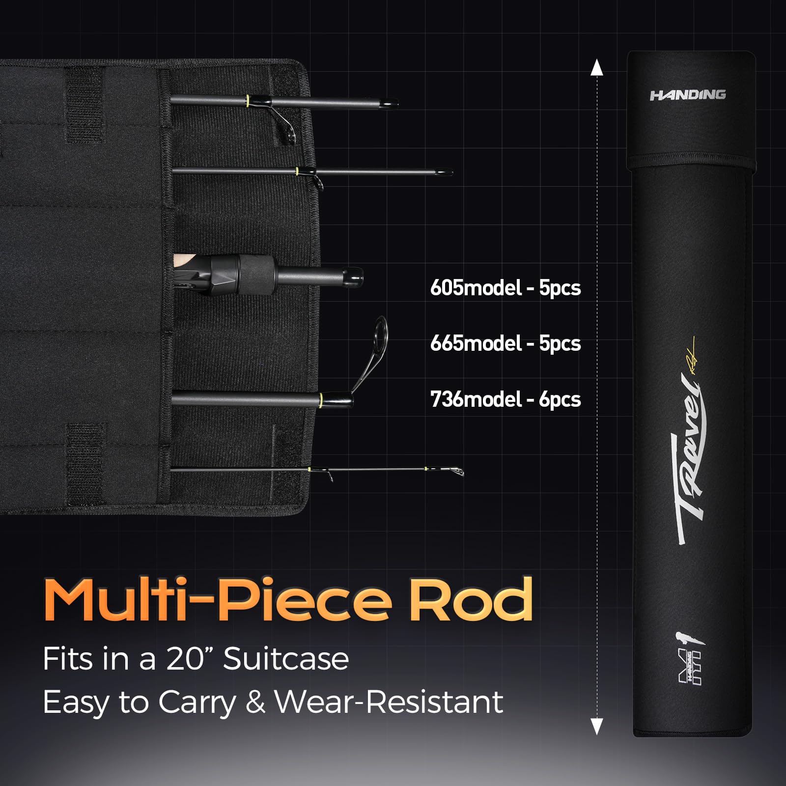 HANDING M1 5-6 piece construction highlights flexible travel readiness.