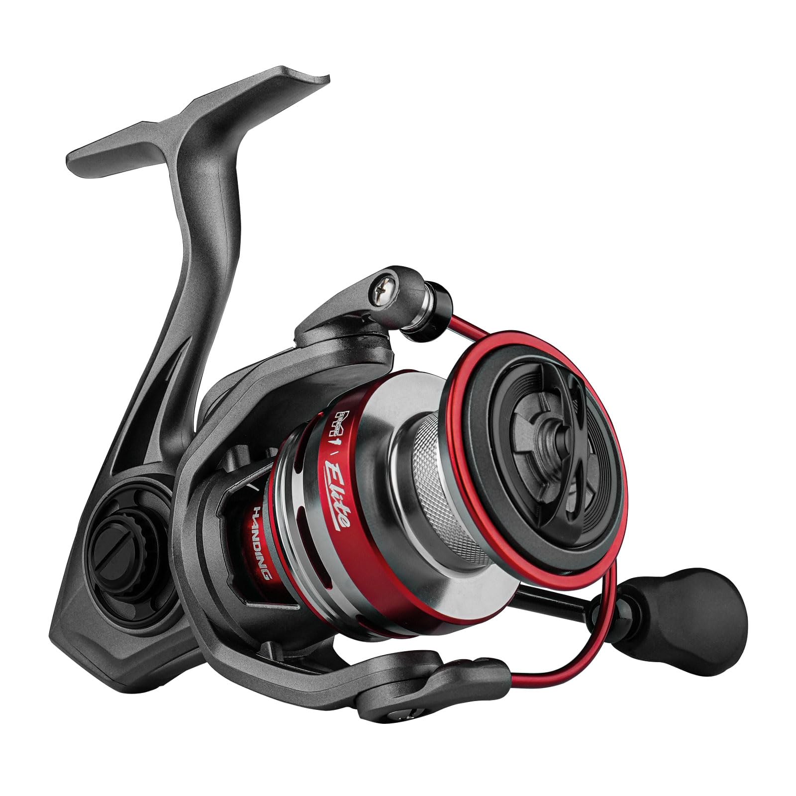 Handing M1 Elite spinning reel close-up showing aluminum spool