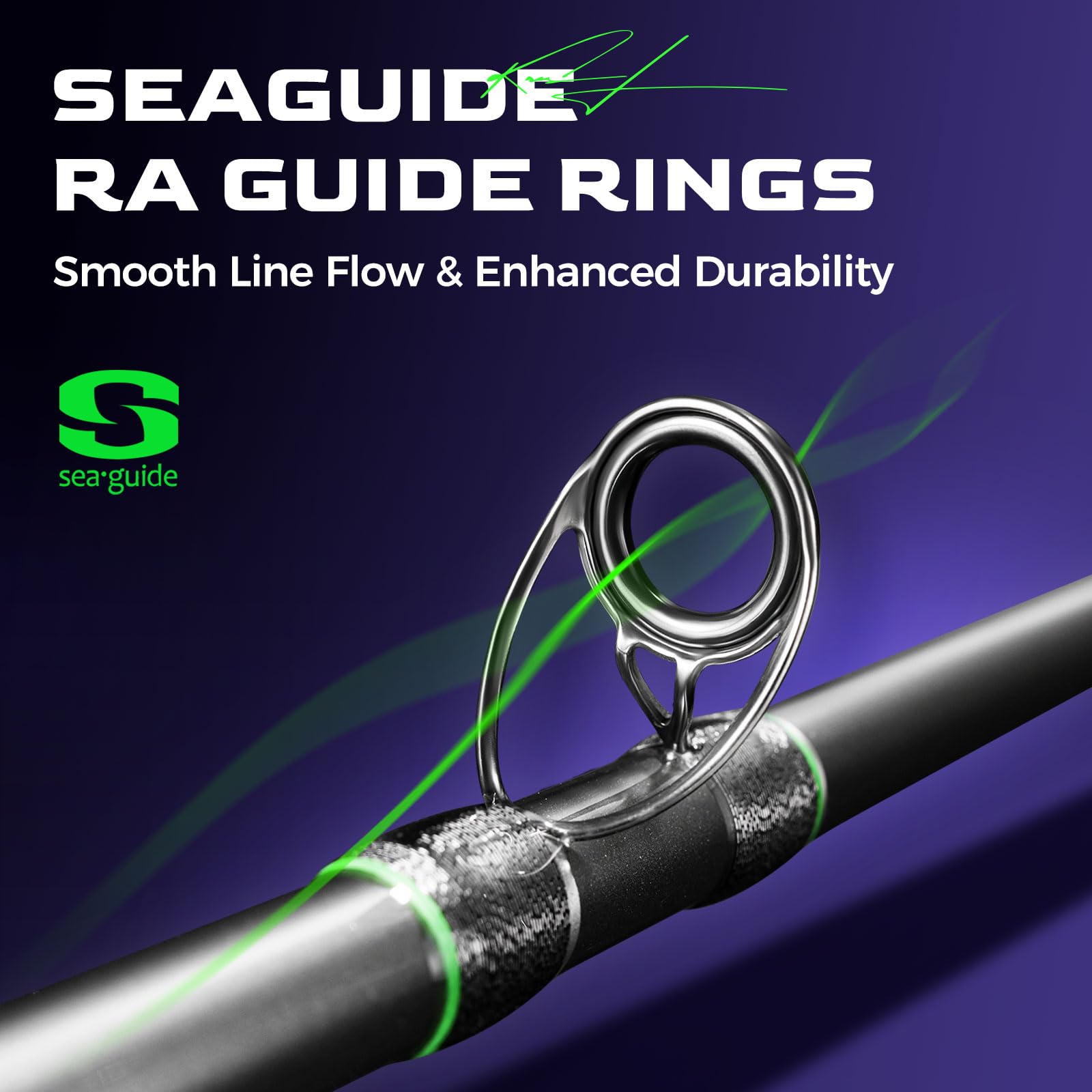 HANDING M1 sea-guide-ra-rings close-up ensures smooth line flow for better casts.