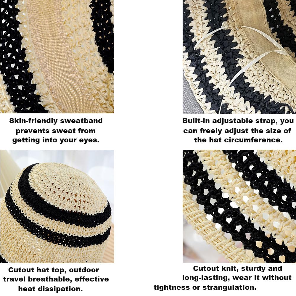 Close-up of woven straw and wide brim