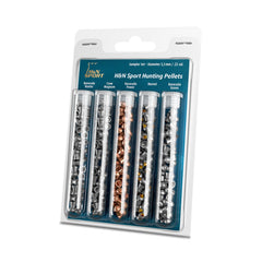 HandN hunting sampler box front with five pellet varieties for versatile practice
