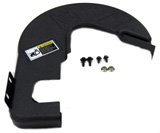 Hannay Reels molded chain guard for 1500 frame protects chains and sprockets on left-motor reels.