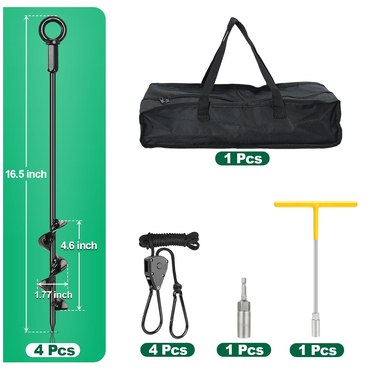 Hannger windproof pulley rope shown with stake system for secure setups
