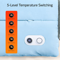 HAPAW adjustable-temperature control UI showing five levels for versatile warmth