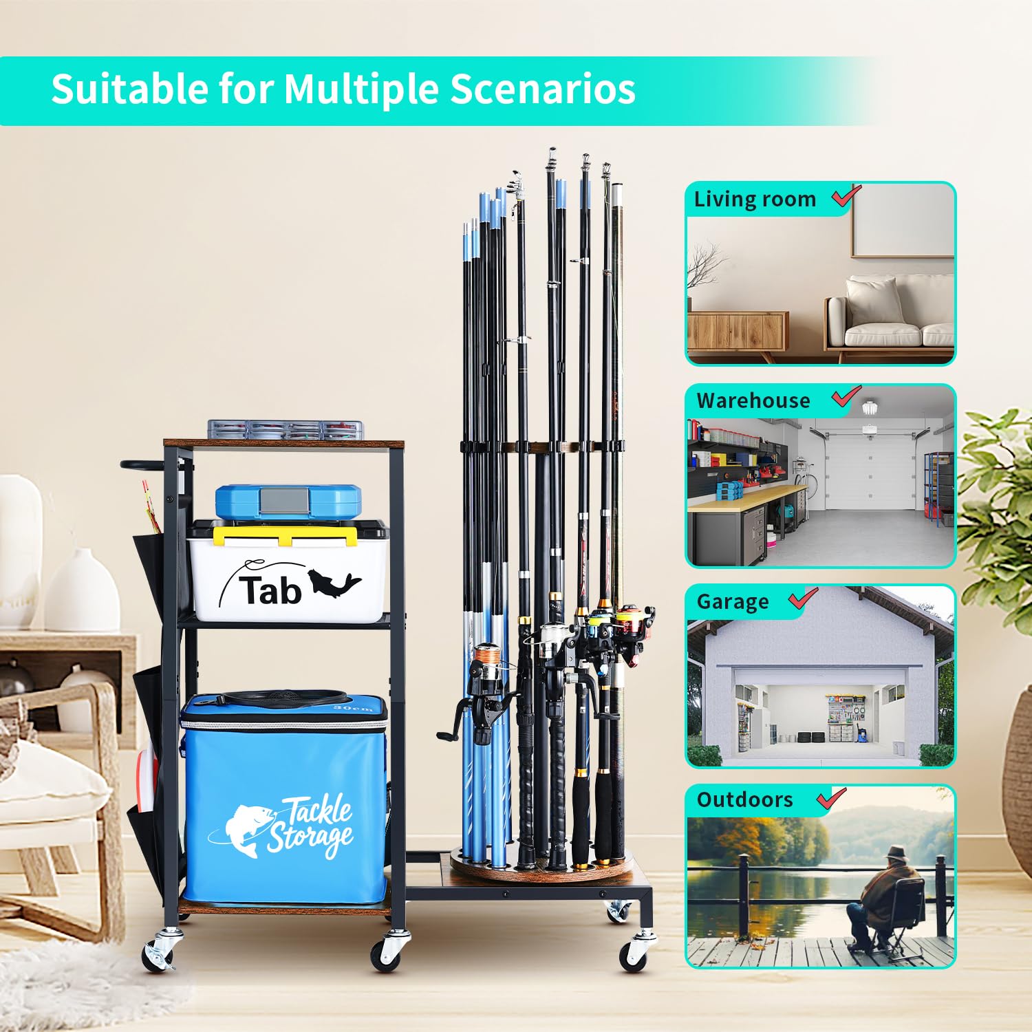 Gift-ready fishing rod storage organizer for men