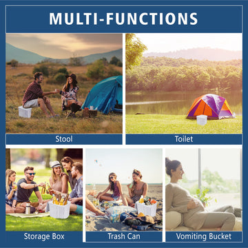 Hapoon XL multifunctional outdoor toilet doubles as storage, trash can, or stool.