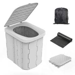 Hapoon XL portable folding toilet setup shows quick assembly for outdoor use and travel.