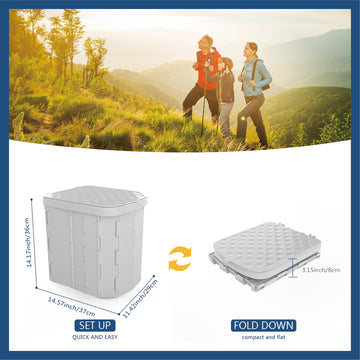 Hapoon XL portable toilet with lid ensures tidy outdoor use.