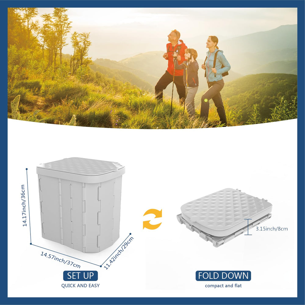 Hapoon XL portable toilet with lid ensures tidy outdoor use.