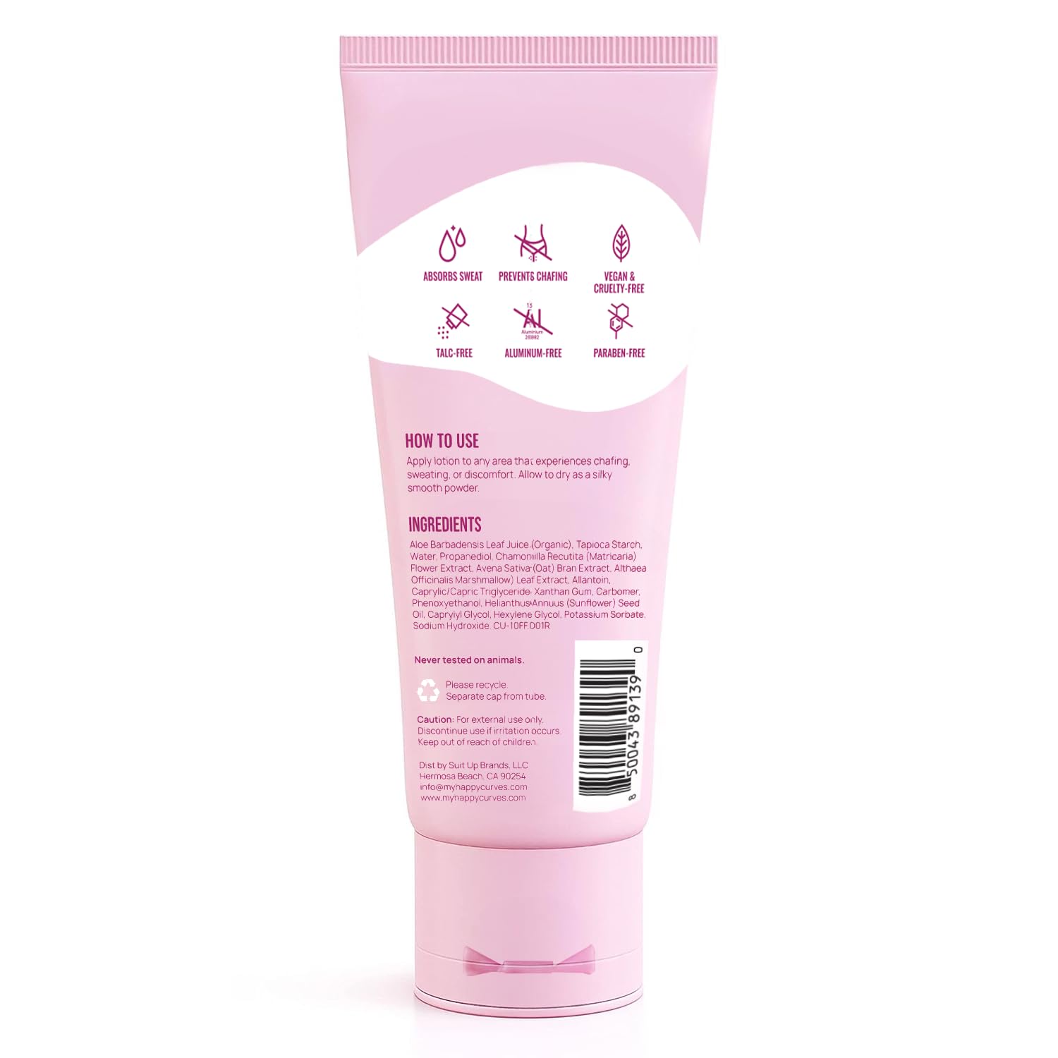 Happy Curves tropical oasis scent on skin creating a fresh, shower-like feel.