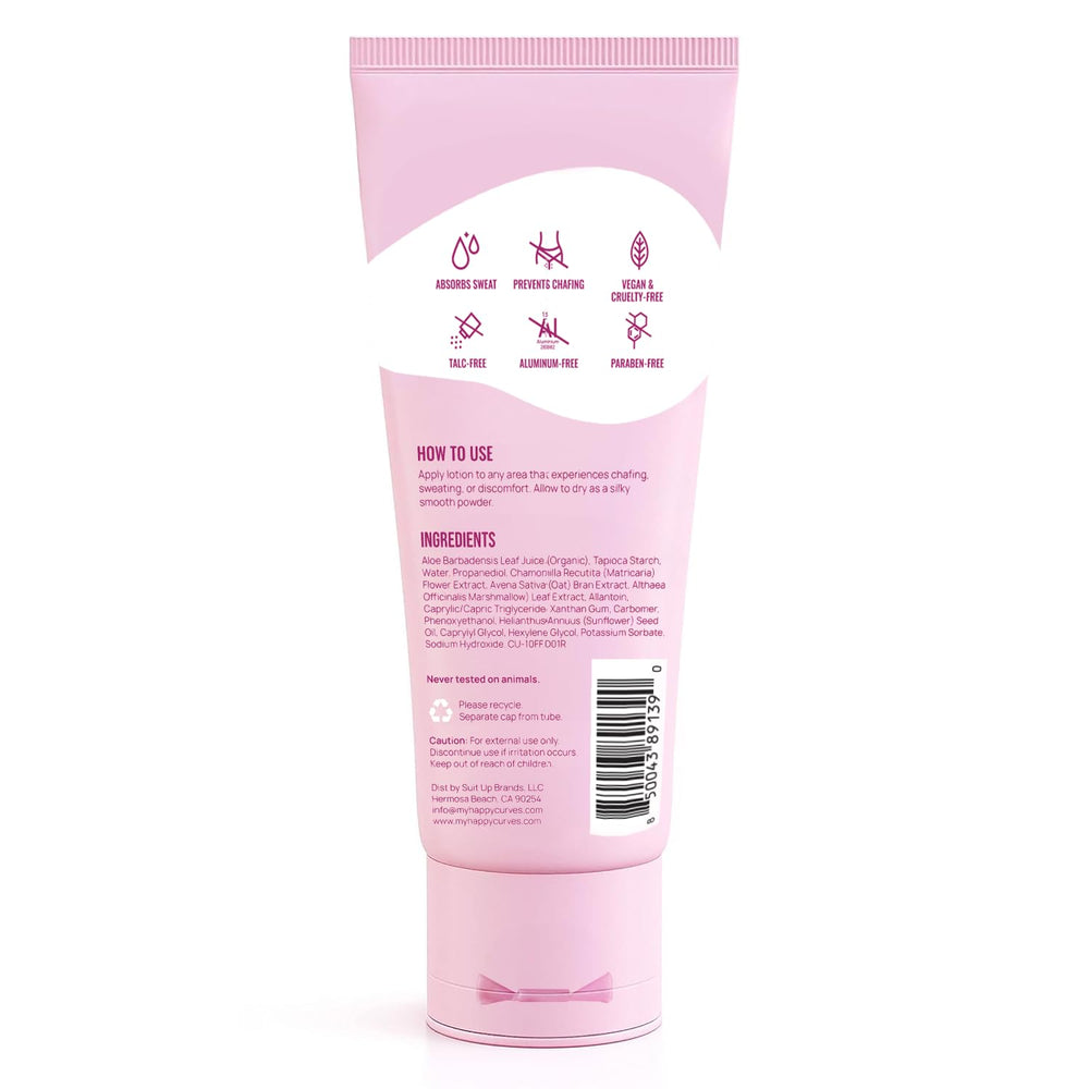Happy Curves tropical oasis scent on skin creating a fresh, shower-like feel.