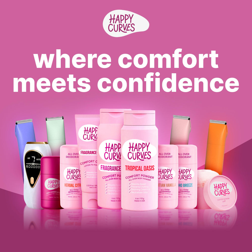 Happy Curves intimate area care with aluminum-free soothing formula.