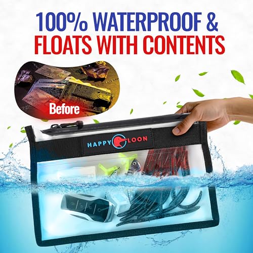 Medium and large waterproof tackle bags floating on water
