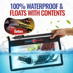 Medium and large waterproof tackle bags floating on water