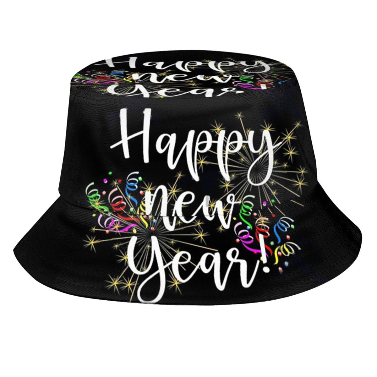 Happy New Year bucket hat on model - unisex, one size