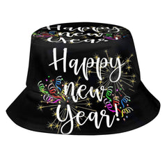 Happy New Year bucket hat on model - unisex, one size
