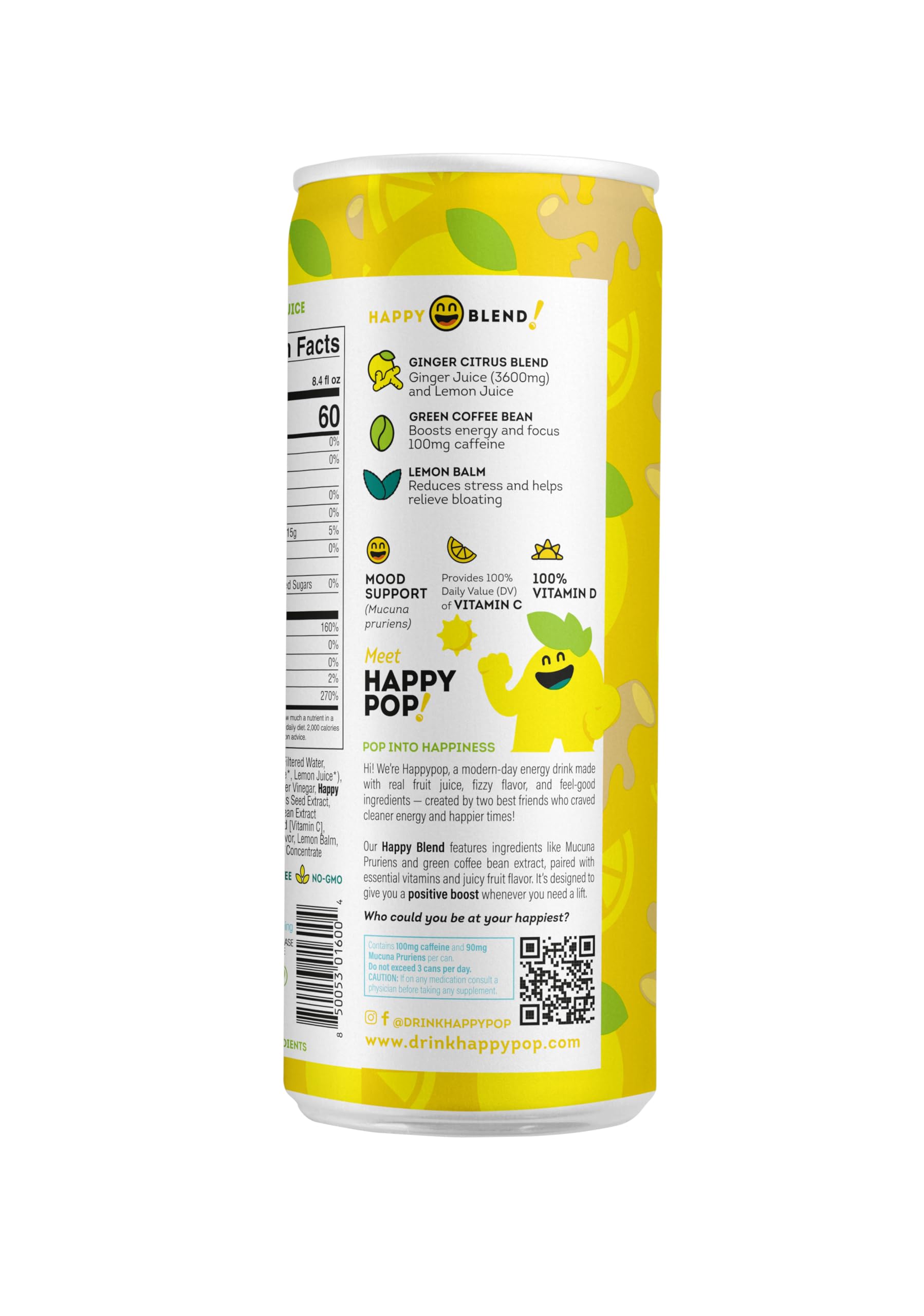 Happy Pop Ginger Spice glass with lemon showcases a crisp, flavorful energy ritual.