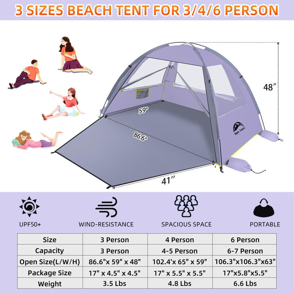 Happy Travel beach tent compact folded design shows portable storage.