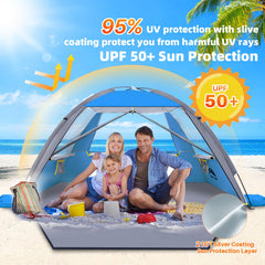 Happy Travel Beach Tent quick, under-three-minute setup for beach days.