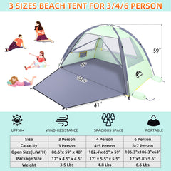Happy Travel beach tent fully setup providing spacious shade and family comfort.