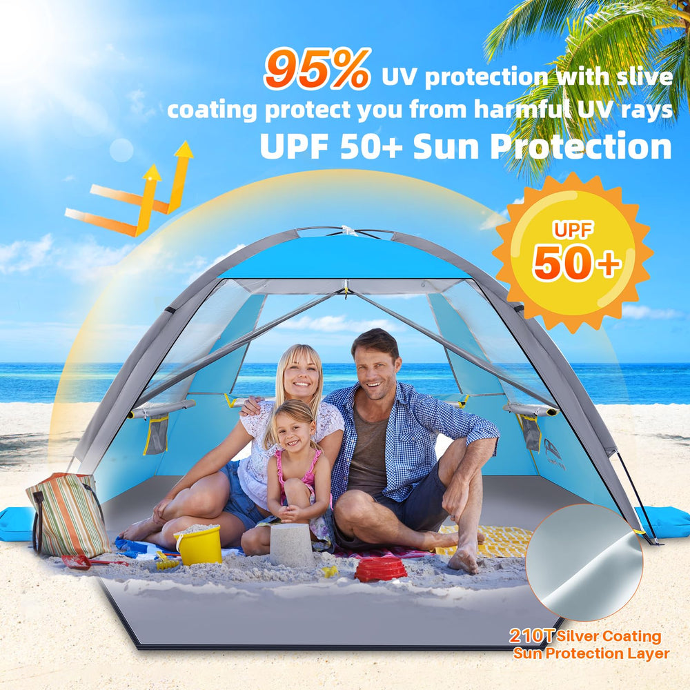Happy Travel Beach Tent folds compactly for travel and storage