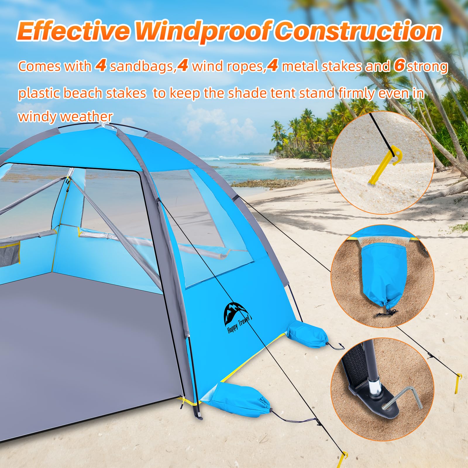 Happy Travel Beach Tent privacy door enables quick changes and breastfeeding.