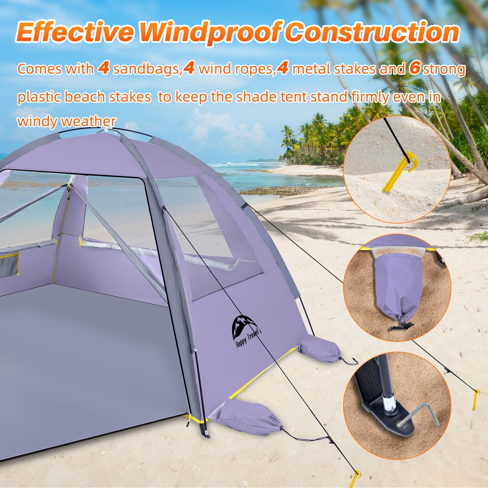 Happy Travel beach tent private changing space with closed doors.