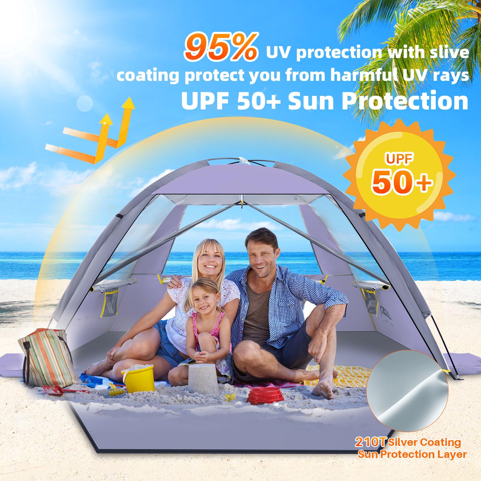 Happy Travel beach tent quick setup demonstrates easy assembly.