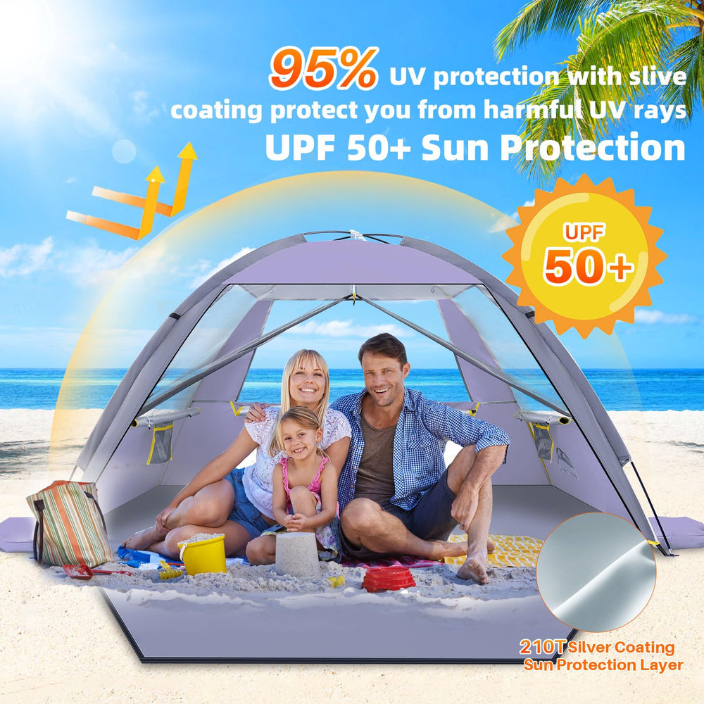 Happy Travel beach tent quick setup demonstrates easy assembly.