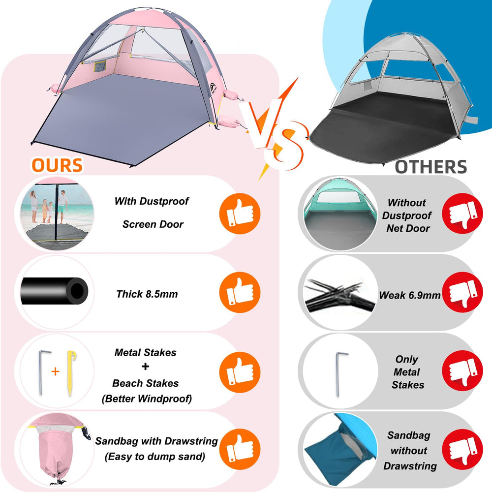 Happy Travel Beach Tent roomy dimensions suitable for three or more people.