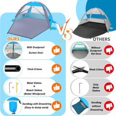 Happy Travel Beach Tent roomy interior fits 3-8 people comfortably