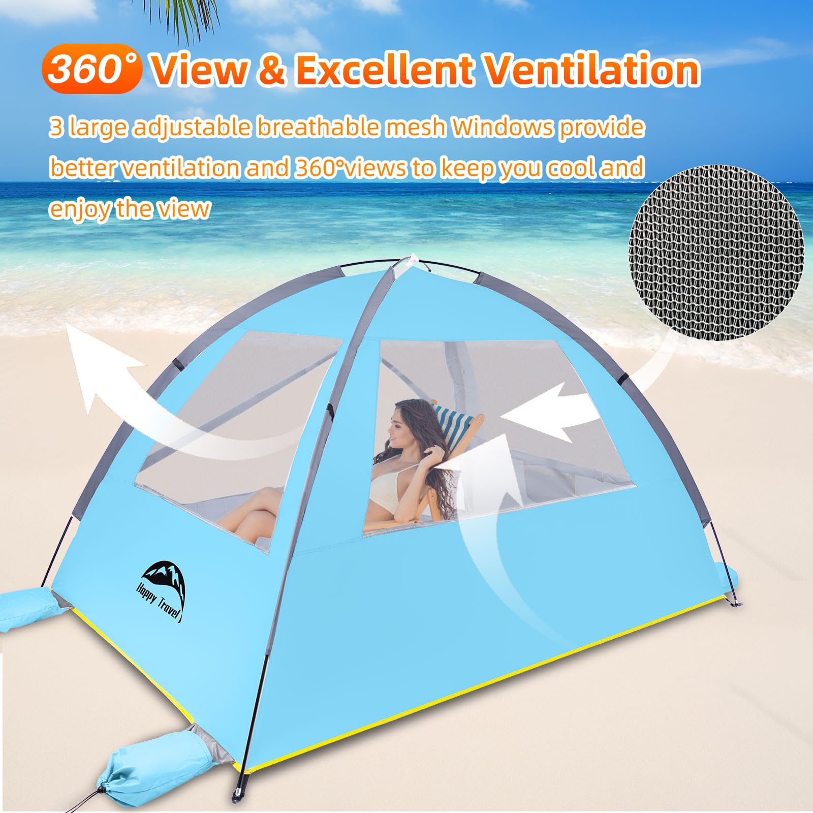 Happy Travel Beach Tent setup in minutes to save time