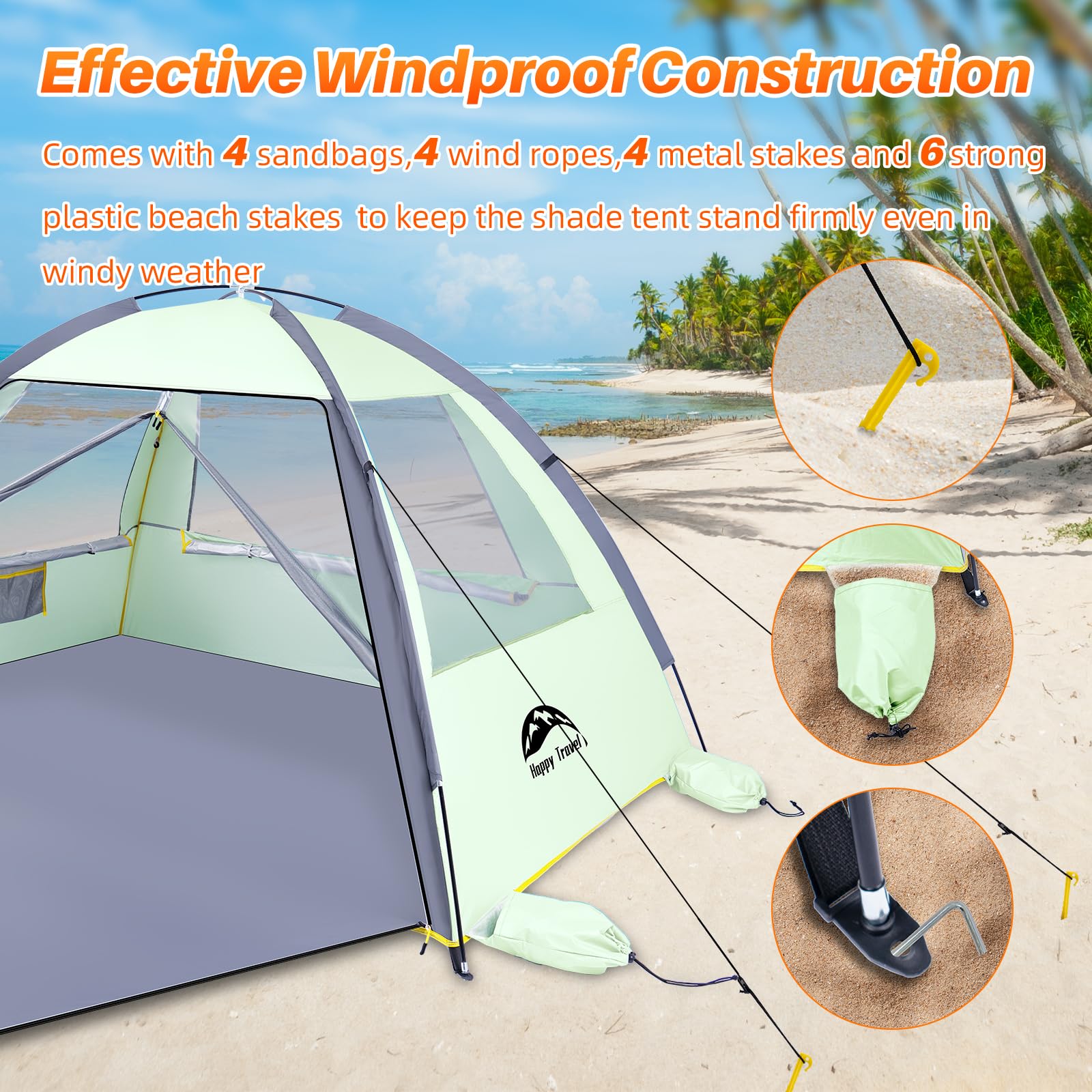 Happy Travel beach tent ultralight and packable for travel.