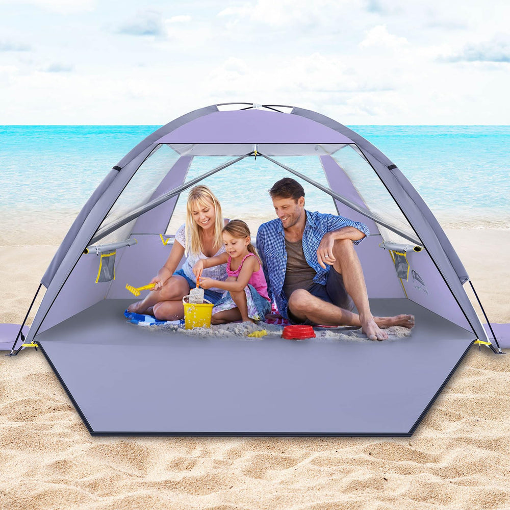 Happy Travel beach tent fabric shields sun with UV protection and shade.