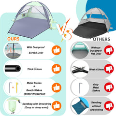 Happy Travel beach tent ventilation windows deliver airflow and beach views.